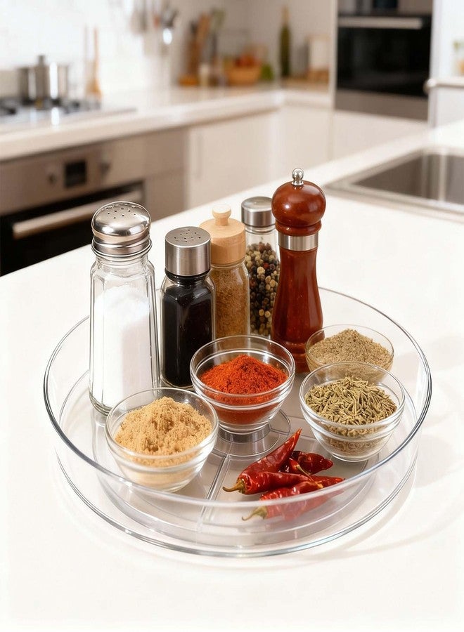 MiraFure Lazy Susan Turntable for Spice Organization | Clear BPA-Free Plastic Rotating Organizer for Kitchen Cabinet, Pantry, Countertop, Fridge | 360-Degree Rotating Base (10 inch - 4 Pack) - Image 5